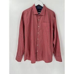 Tommy Bahama Button Down Shirt Mens XL Red Check Print Long Sleeves Casual Top